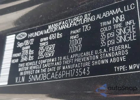 2023 Hyundai Tucson Sel z USA, uszkodzony, nr VIN 5NMJBCAE6PH173543